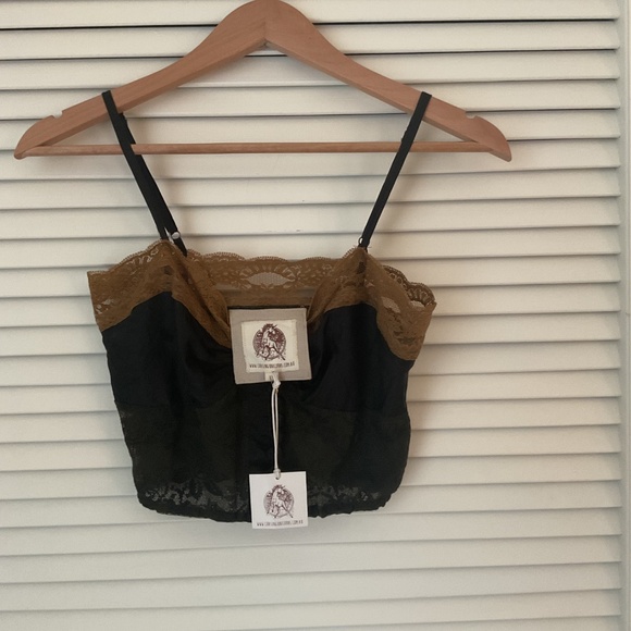 Chasing Unicorns Silk and Lace Top Black/Bronze XS NWT - Picture 4 of 6